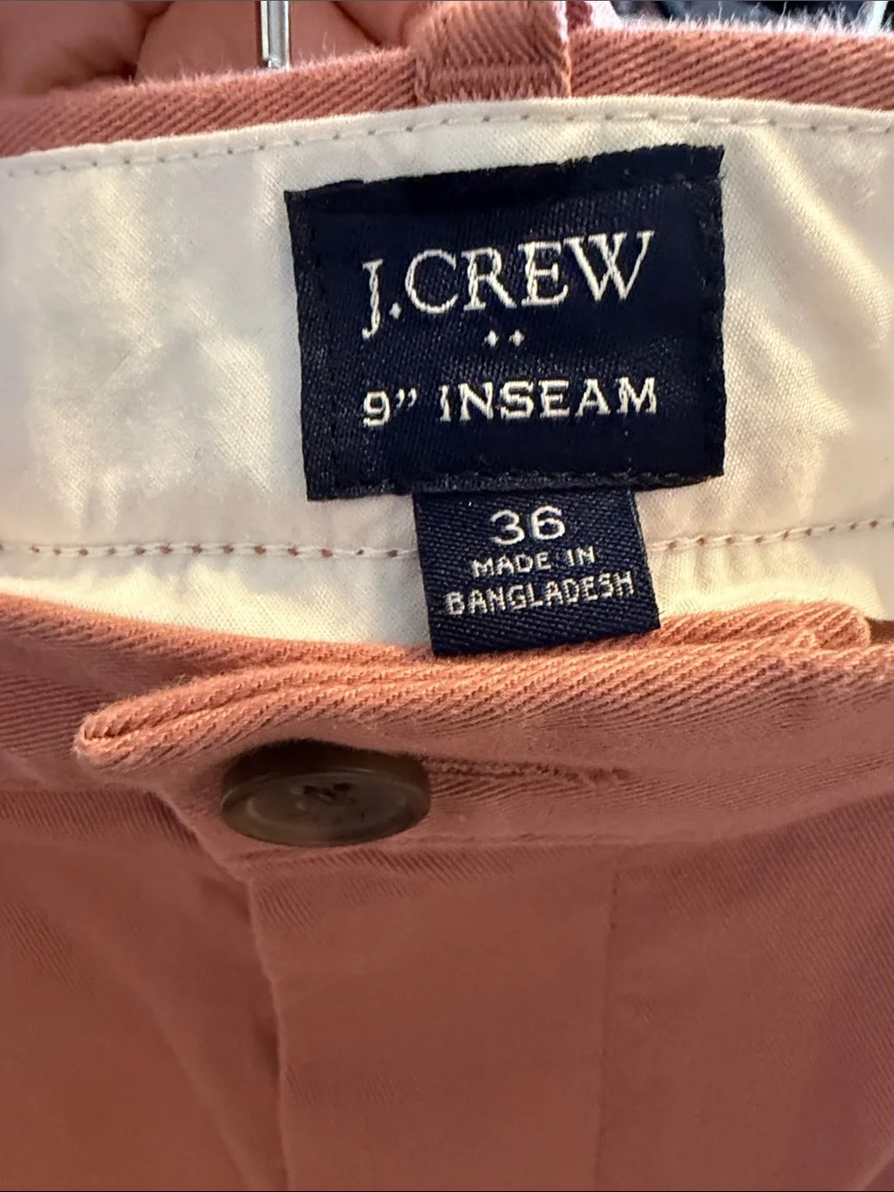 J. Crew 9” Flex Chino Shorts Feathered Rose 99% Cotton Normcore Preppy Size 36